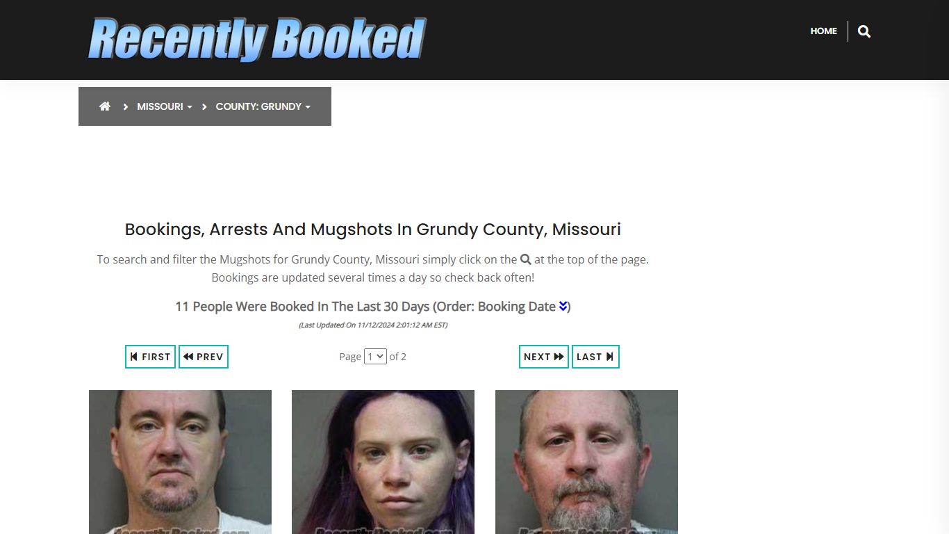 Bookings, Arrests and Mugshots in Grundy County, Missouri - Recently Booked