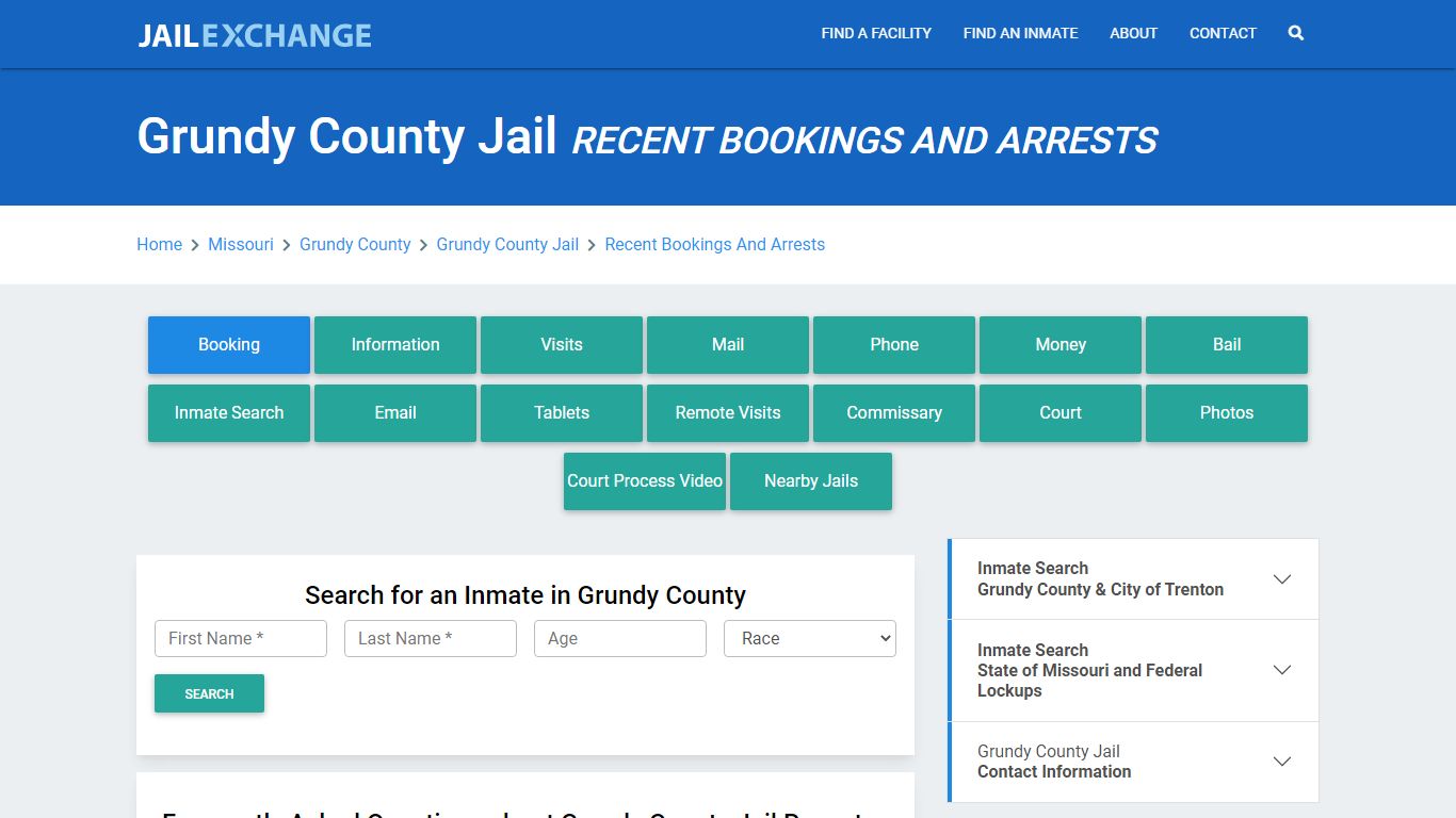 Grundy County Jail MO Recent Arrests and Bookings - Jail Exchange