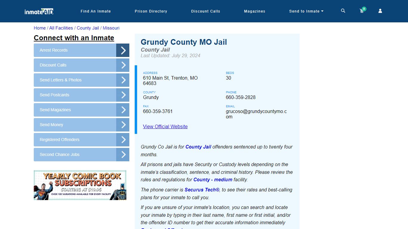 Grundy County MO Jail - Inmate Locator